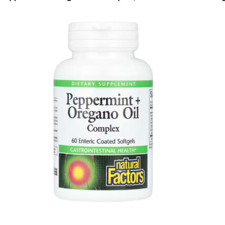 PEPPERMINT+OREGANO OIL-NATURAL FACTORS 60 ENT COATED TABLETS