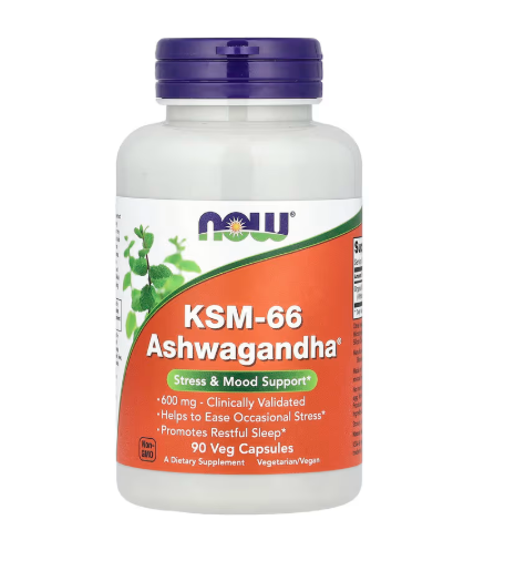 ASHWAGANDHA KSM-66 600mg 90 VEG CAPS - NOW