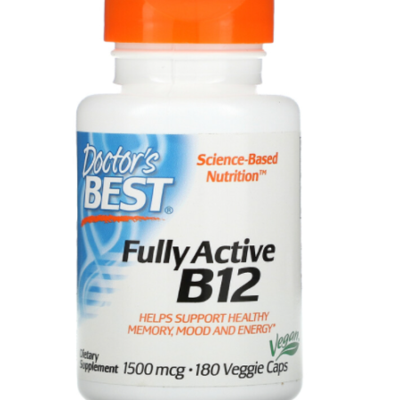 B-12 FULLY ACTIVE DOCTOR'S BEST 1500 mcg 180 Veg Caps