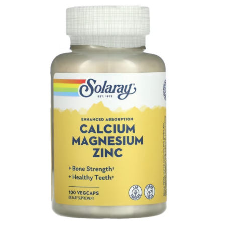 CALCIUM MAGNESIUM ZINC -SOLARAY- 100 VEG CAPS