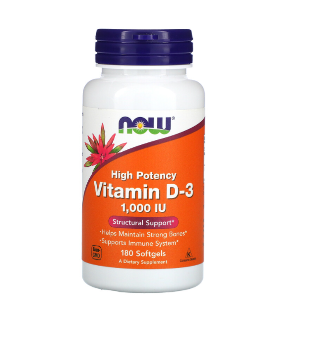 D3 VITAMIN 1000IU-NOW 180 Softgels