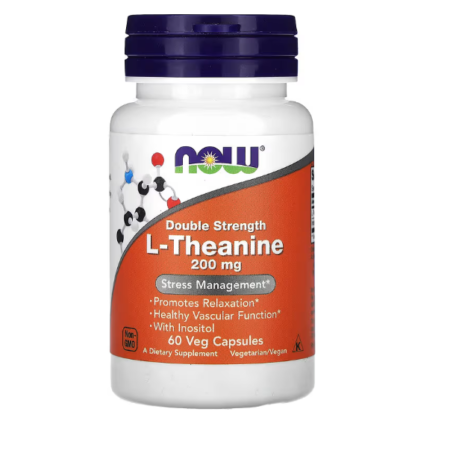 L-THEANINE DOUBLE STRENGTH 200mg 60 veg caps-NOW