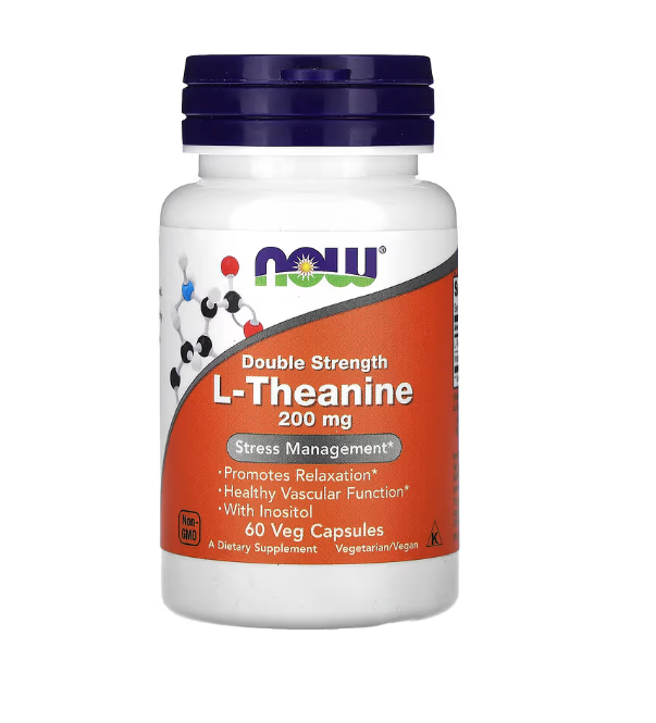 L-THEANINE DOUBLE STRENGTH 200mg 60 veg caps-NOW