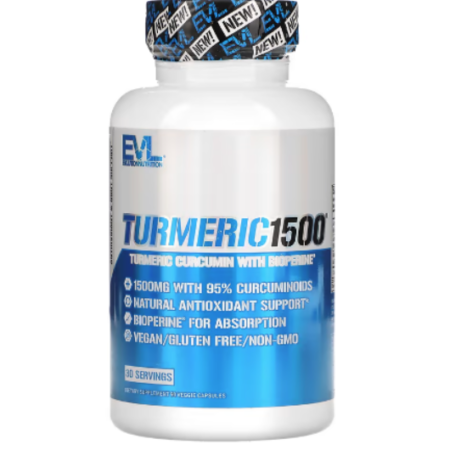 TURMERIC 1500mg WITH CURCUMIN AND BIOPERINE 90 VEG CAPS-EVL-